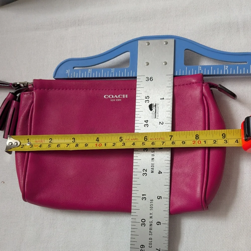 Coach Legacy Smooth Leather Tassel Wristlet Fuchsia Pink